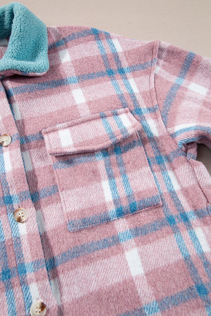 Plaid Shacket with Flap Pockets – Soft Polyester, Machine Washable
