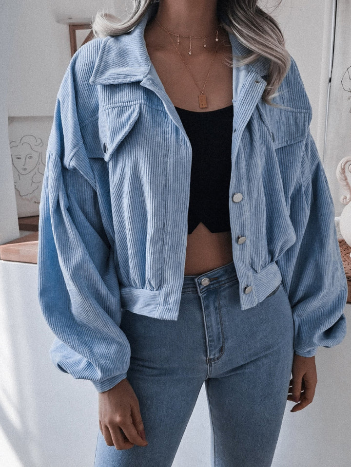 Women’s Collared Button-Down Lantern Sleeve Blouse | Lightweight Polyester Tops