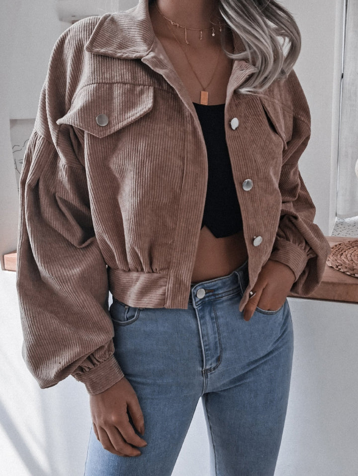 Women’s Collared Button-Down Lantern Sleeve Blouse | Lightweight Polyester Tops