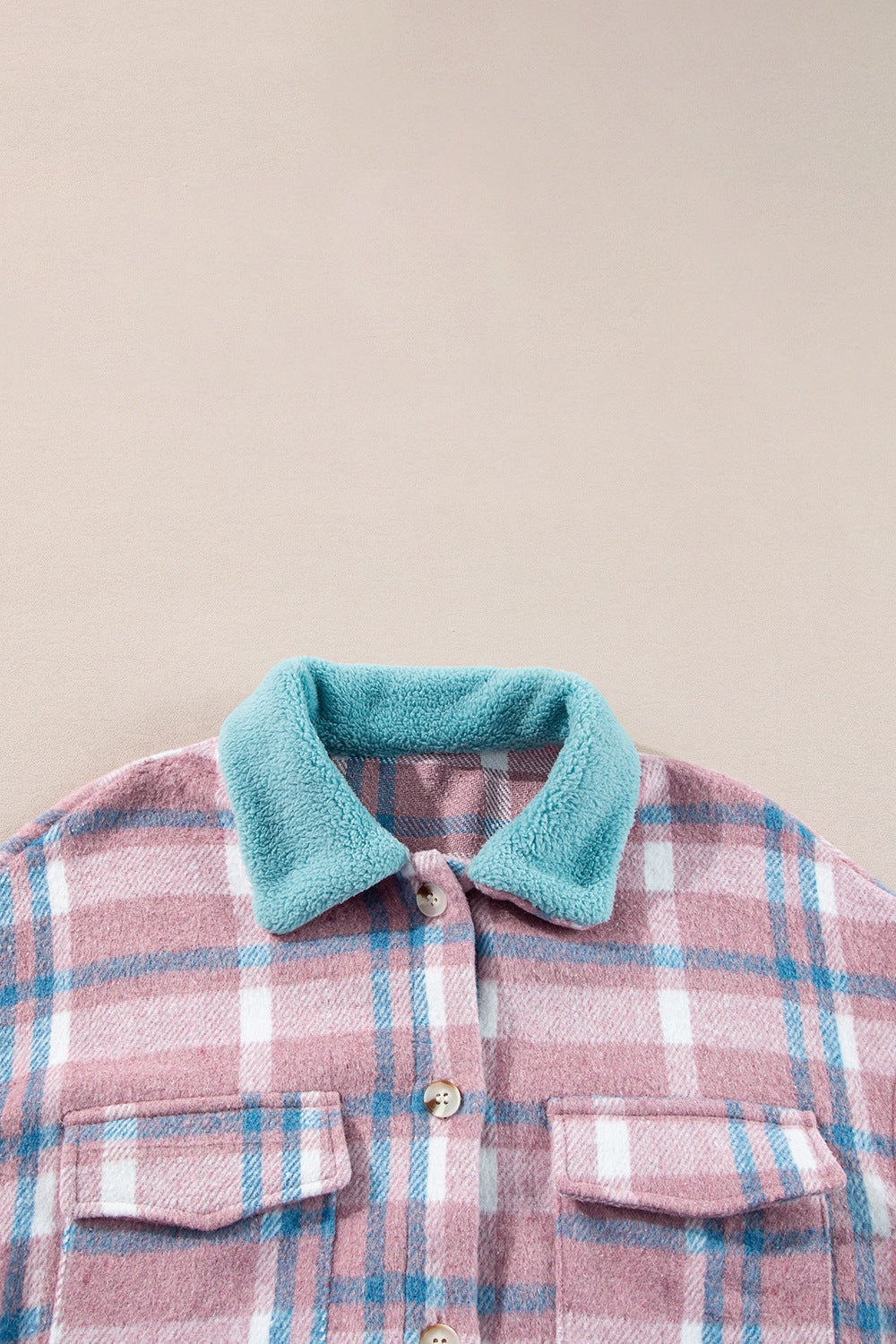 Plaid Shacket with Flap Pockets – Soft Polyester, Machine Washable