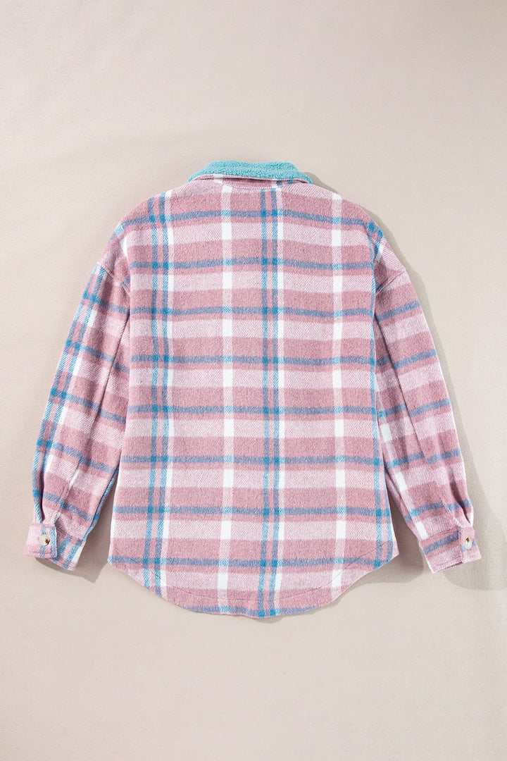 Plaid Shacket with Flap Pockets – Soft Polyester, Machine Washable