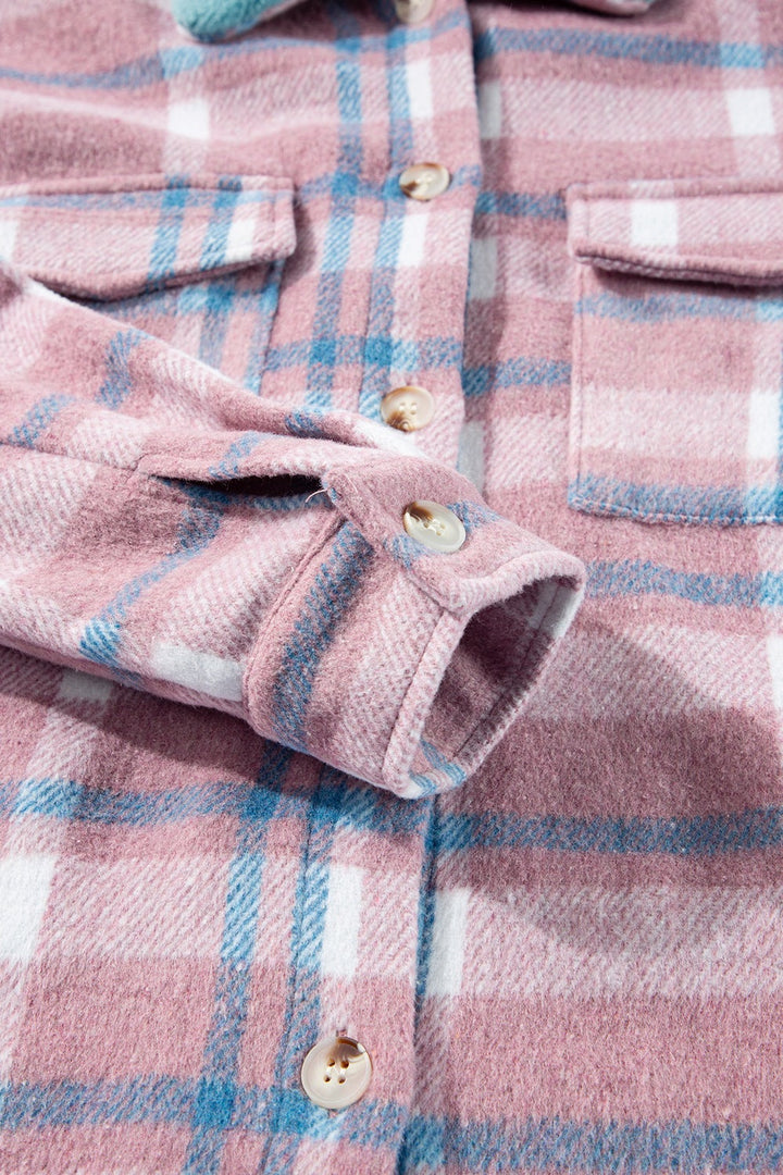 Plaid Shacket with Flap Pockets – Soft Polyester, Machine Washable