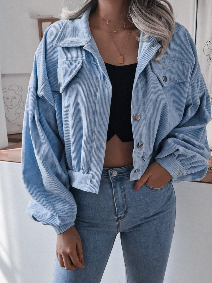 Women’s Collared Button-Down Lantern Sleeve Blouse | Lightweight Polyester Tops
