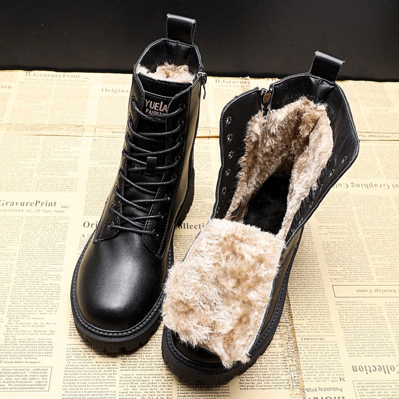 Andrea™ | Black Leather Winter Boots – Style Meets Comfort