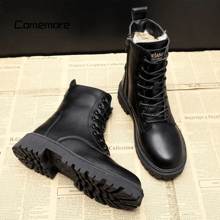 Andrea™ | Black Leather Winter Boots – Style Meets Comfort