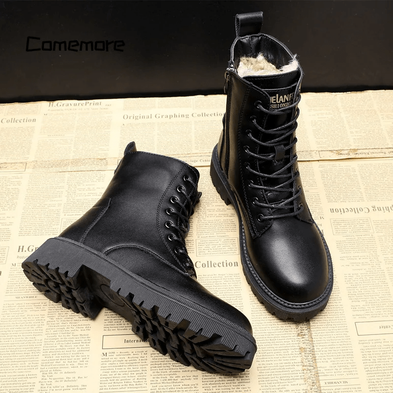 Andrea™ | Black Leather Winter Boots – Style Meets Comfort